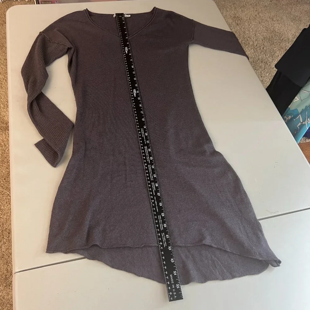 My Tribe Tunic Sweater Womens Small Gray Alpaca Wool Asymmetrical Long‎ Sleeve